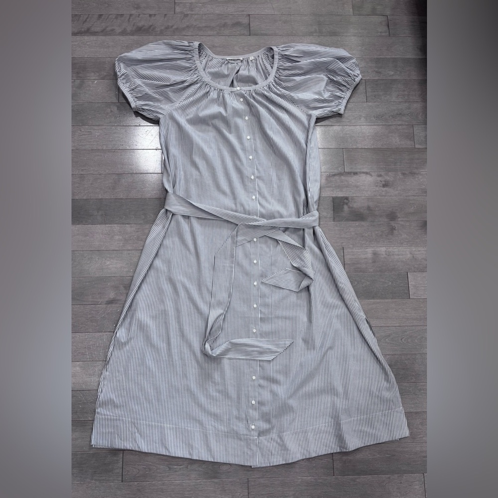 DÔEN Juno Belted Striped Brighton Midi Dress, Puff Sleeve, Cottagecore, Belt, XS - Picture 5 of 15